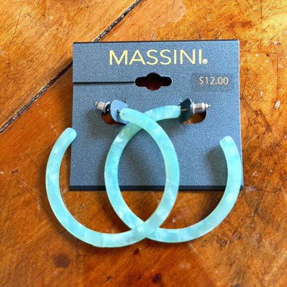 Massini Marbled Acrylic 2" Hoop Earrings NEW - Picture 2 of 3
